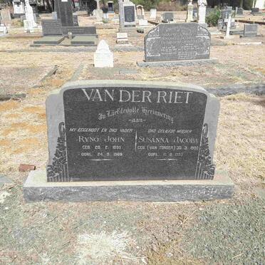 RIET Ryno John, van der 1895-1968 &amp; Susanna Jacoba VAN TONDER 1900-1993