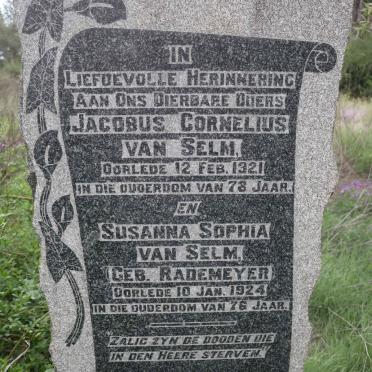 SELM Jacobus Cornelius, van -1921 &amp; Susanna Sophia RADEMEYER -1924