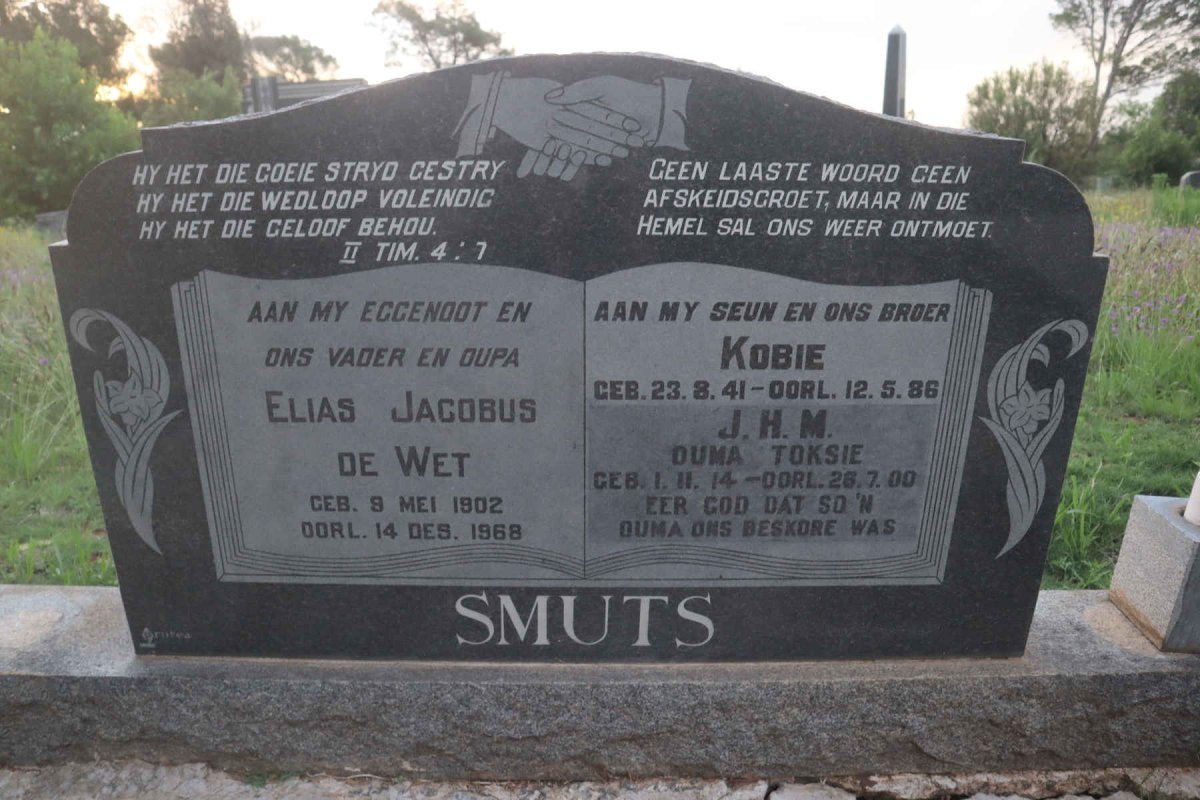 SMUTS Elias Jacobus de Wet 1902-1968 &amp; J.H.M. 1914-2000 :: SMUTS Kobie 1941-1986