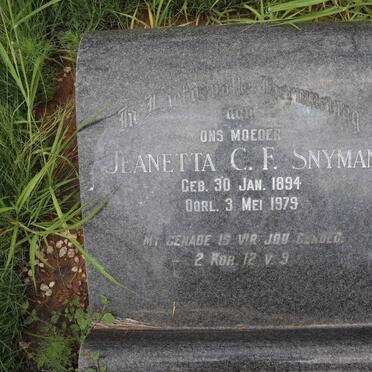 SNYMAN Jeanetta C.F. 1894-1979