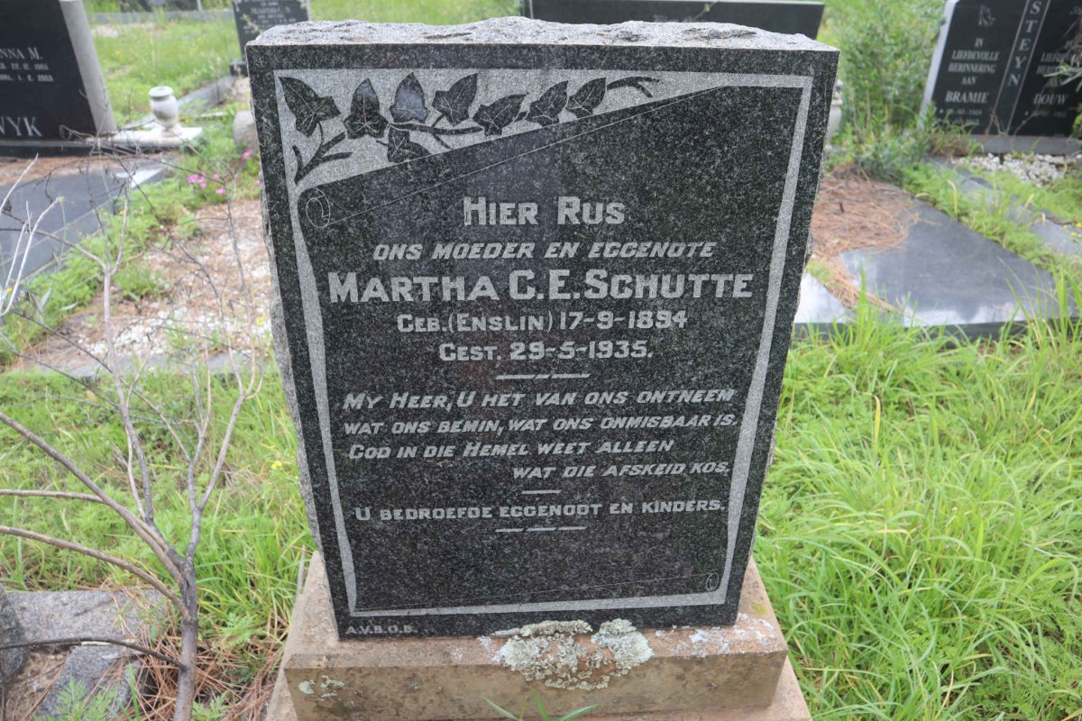 SCHUTTE Martha C.E. nee ENSLIN 1894-1935