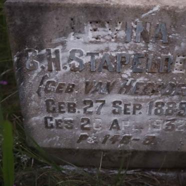STAPELBERG Levina C.H. nee VAN HEERDEN 1889-1932
