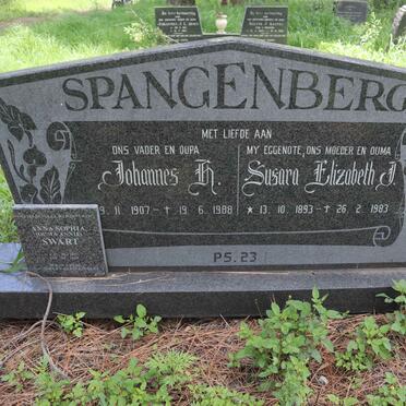 SPANGENBERG Johannes H. 1907-1988 &amp; Susara Elizabeth J. 1893-1983