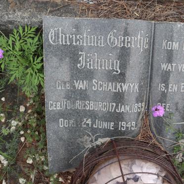 SCHALKWYK Theodora Catharina, van nee VAN WYK 1870-1938 :: JAHNIG Christina Geertje nee Van SCALKWYK 1899-1949