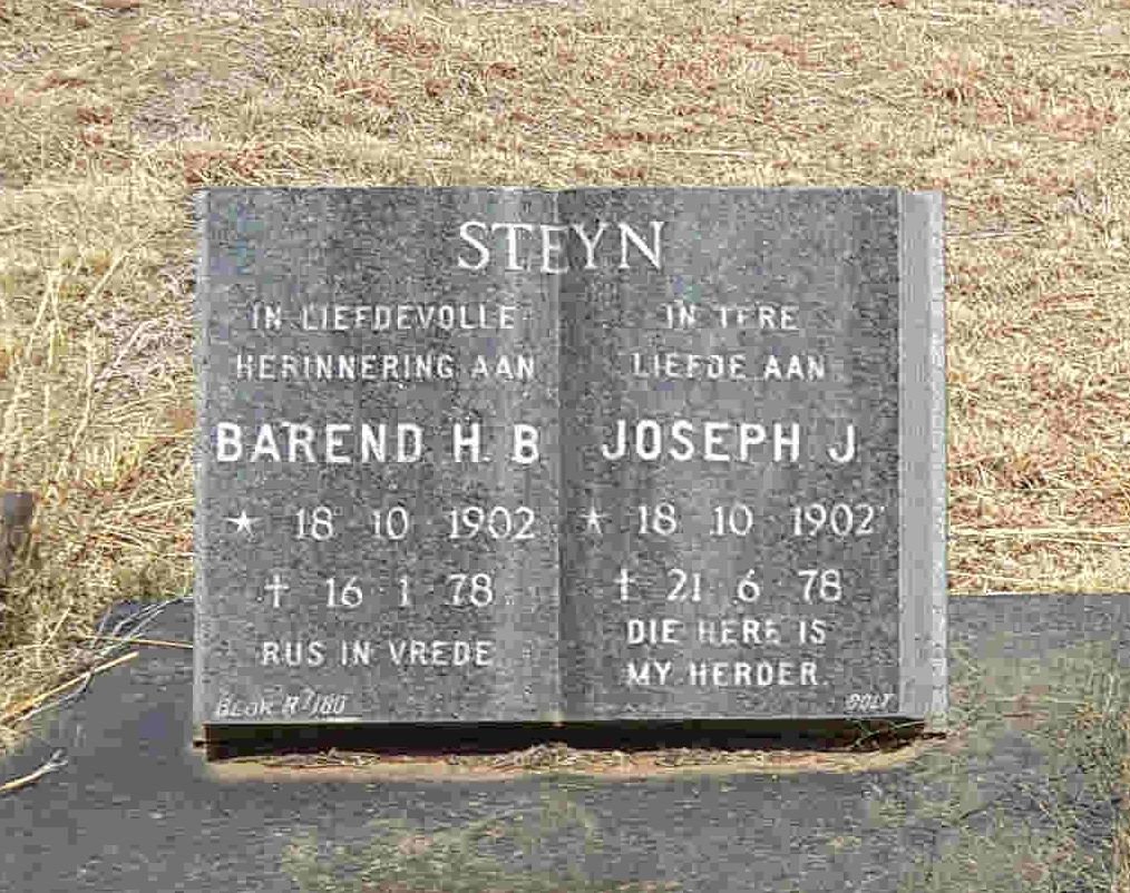 STEYN Barend H.B. 1902-1978 :: STEYN Joseph J. 1902-1978