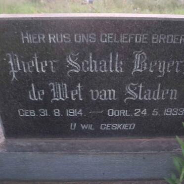STADEN Pieter Schalk Beyers de Wet, van 1914-1933