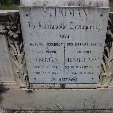 STEGMAN Albertus 1875-1939 &amp; Hester Anna DE VILLIERS 1889-1984