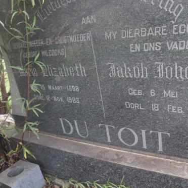 TOIT Jakob Johannes, du 1897-1959 &amp; Maria Elizabeth WILCOCKS 1898-1983