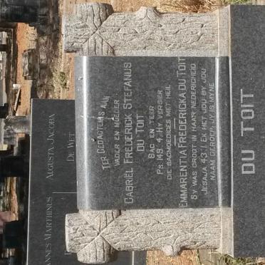 TOIT Gabriël Frederick Stefanus, du &amp; Emmarentia Fredericka