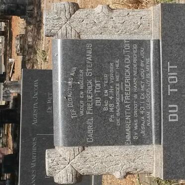 TOIT Gabriël Frederick Stefanus, du &amp; Emmarentia Fredericka