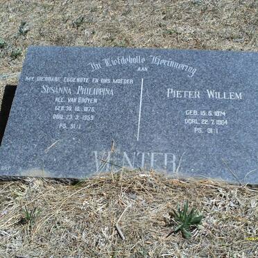 VENTER Pieter Willem 1874-1964 &amp; Susanna Philippina VAN ROOYEN 1876-1959