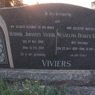 VIVIERS Hendrik Johannes 1885-1954 &amp; Wesselina Burger HAVENGA 1892-1974