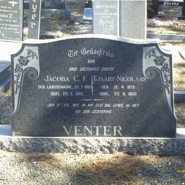 VENTER Tjaart Nicolaas 1879-1958 &amp; Jacoba C.F. LABUSCHAGNE 1887-1962