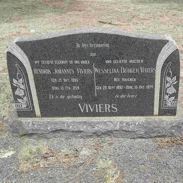 VIVIERS Hendrik Johannes 1885-1954 &amp; Wesselina Burger nee HAVENGA 1892-1974