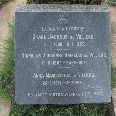VILLIERS Charl Jacobus, de 1866-1945 :: DE VILLIERS Anna Margaretha 1874-1946 :: DE VILLIERS Nicholas Johannes Hamman 1890-1912