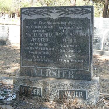 VERSTER Hendrik Abraham 1871-1951 &amp; Maria Sophia JANSEN VAN RENSBURG 1881-1946