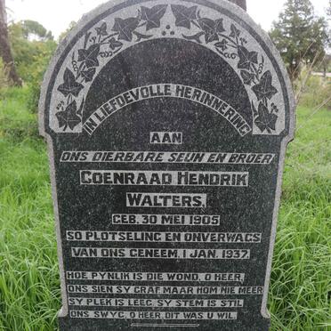 WALTERS Coenraad Hendrik 1905-1937