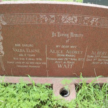 WAIT Albert 1896-1974 &amp; Alice Audrey MARSH -1973 :: WAIT Valda Elaine -1946