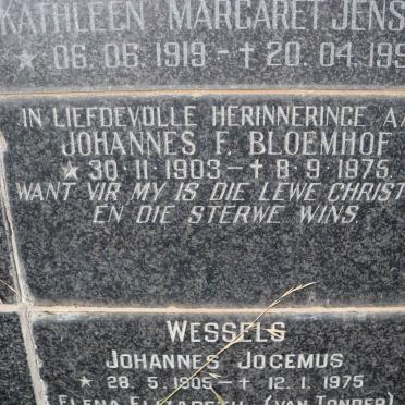 BLOEMHOF Johannes F. 1903-1975