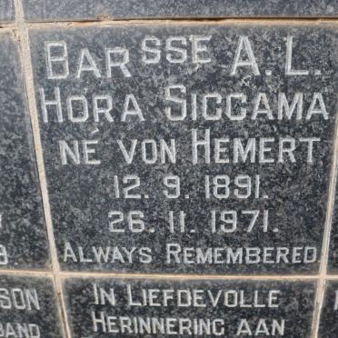 BAR A.L. Hora Siccama nee VON HEMERT 1891-1971