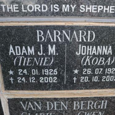 BARNARD Adam J.M. 1925-2002 &amp; Johanna J. 1924-2003