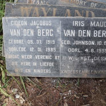 BERG Gideon Jacobus, van den 1919-1985 &amp; Iris Maud JOHNSON 1921-1995