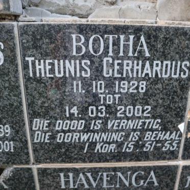 BOTHA Theunis Gerhardus 1928-2002