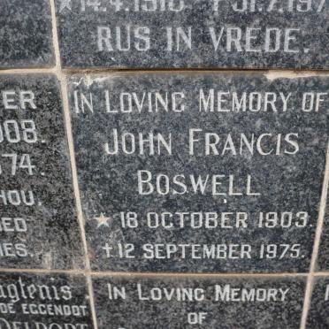 BOSWELL John Francis 1903-1975