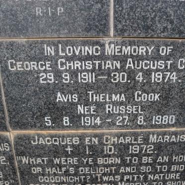 COOK George Christian August 1911-1974 &amp; Avis Thelma RUSSEL 1914-1980