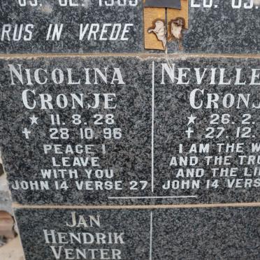 CRONJE Neville E.R. 1928-1981 &amp; Nicolina 1928-1996