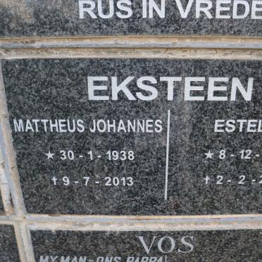 EKSTEEN Mattheus Johannes 1938-2013 &amp; Estelle 1939-2002