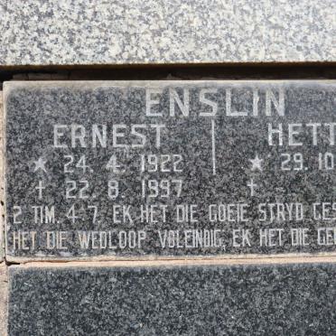 ENSLIN Ernest 1922-1997 &amp; Hettie 1933-