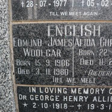 ENGLISH Edmund James Woolgar 1906-1980 &amp; Alida Christina DIEDERICKS 1908-1993