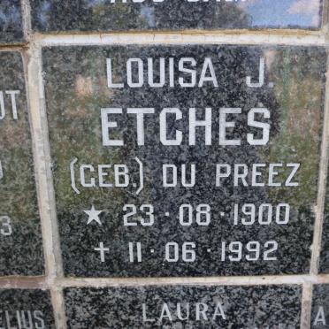 ETCHES Louisa J. nee DU PREEZ 1900-1992