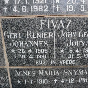 FIVAZ Gert Renier Johannes 1909-1981 &amp; John George 1916-1991