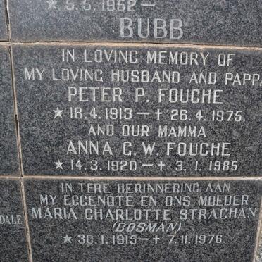 FOUCHE Peter P. 1913-1975 &amp; Anna C.W. 1920-1985