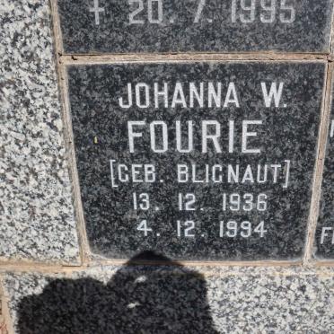FOURIE Johanna W. nee BLIGNAUT 1936-1994