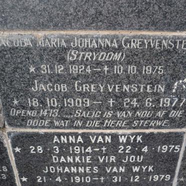 GREYVENSTEIN Jacob 1909-1977 &amp; Jacoba Maria Johanna STRYDOM 1924-1975