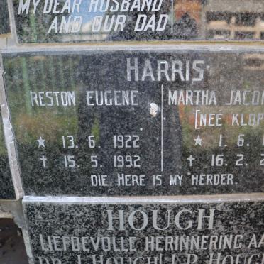 HARRIS Reston Eugene 1922-1992 &amp; Martha Jacomina M. KLOPPER 1927-2007