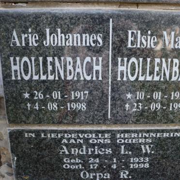 HOLLENBACH Arie Johannes 1917-1998 &amp; Elsie Maria 1924-1999