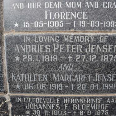 JENSEN Andries Peter 1919-1975 &amp; Kathleen Margaret 1919-1996