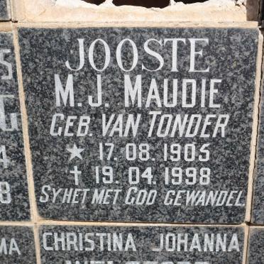 JOOSTE M.J. Maudie nee VAN TONDER 1905-1998
