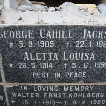 JACKSON George Cahill 1905-1981 &amp; Aletta Louisa 1914-1999