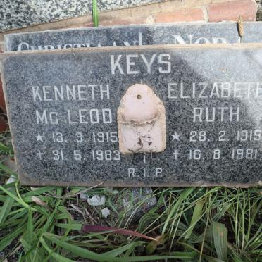 KEYS Kenneth Mc Leod 1915-1983 &amp; Elizabeth Ruth 1915-1981