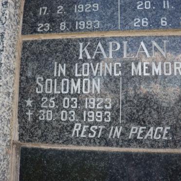 KAPLAN Solomon 1923-1993