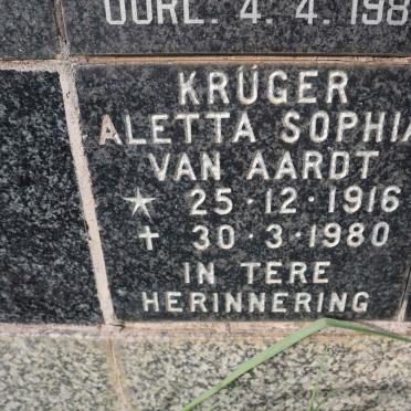 KRUGER Aletta Sophia nee VAN AARDT 1916-1980