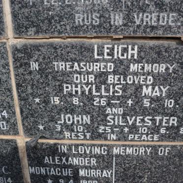 LEIGH John Silvester 1925-1987 &amp; Phyllis May 1926-1977