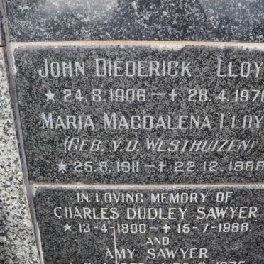LLOYD John Diederick 1906-1976 &amp; Maria Magdalena V.D. WESTHUIZEN 1911-1988
