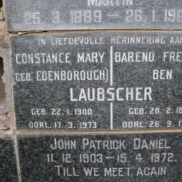 LAUBSCHER Barend Frederik Ben 1898-1984 &amp; Constance Mary EDENBOROUGH 1900-1973