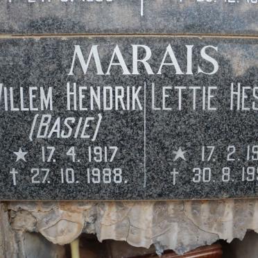 MARAIS Willem Hendrik 1917-1988 &amp; Lettie Hester 1918-1992